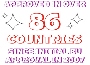 Text Box: Approved in over 86 countries since initial EU approval in 2007